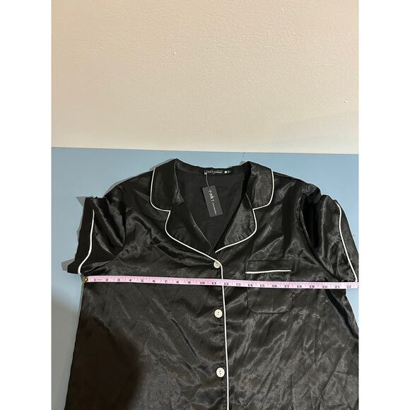 Tart Intimates NWT black pajama top size L short sleeve silky - Picture 7 of 7